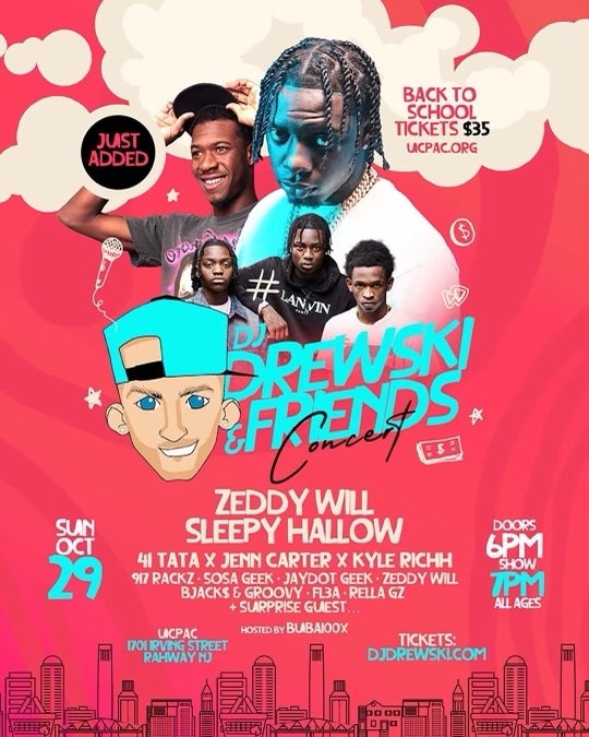 DJ DREWSKI & FRIENDS AT THE UNION CENTER PERFORMING ARTS OCTOBER 29TH PERFORMANCES BY SLEEPY HOLLOW AND More