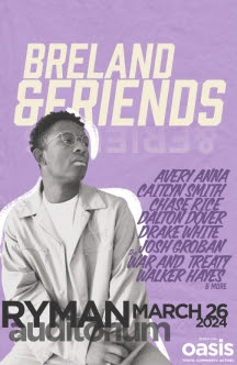 BRELAND ANNOUNCES DETAILS BEHIND THIRD ANNUAL BRELAND & FRIENDS BENEFIT CONCERT